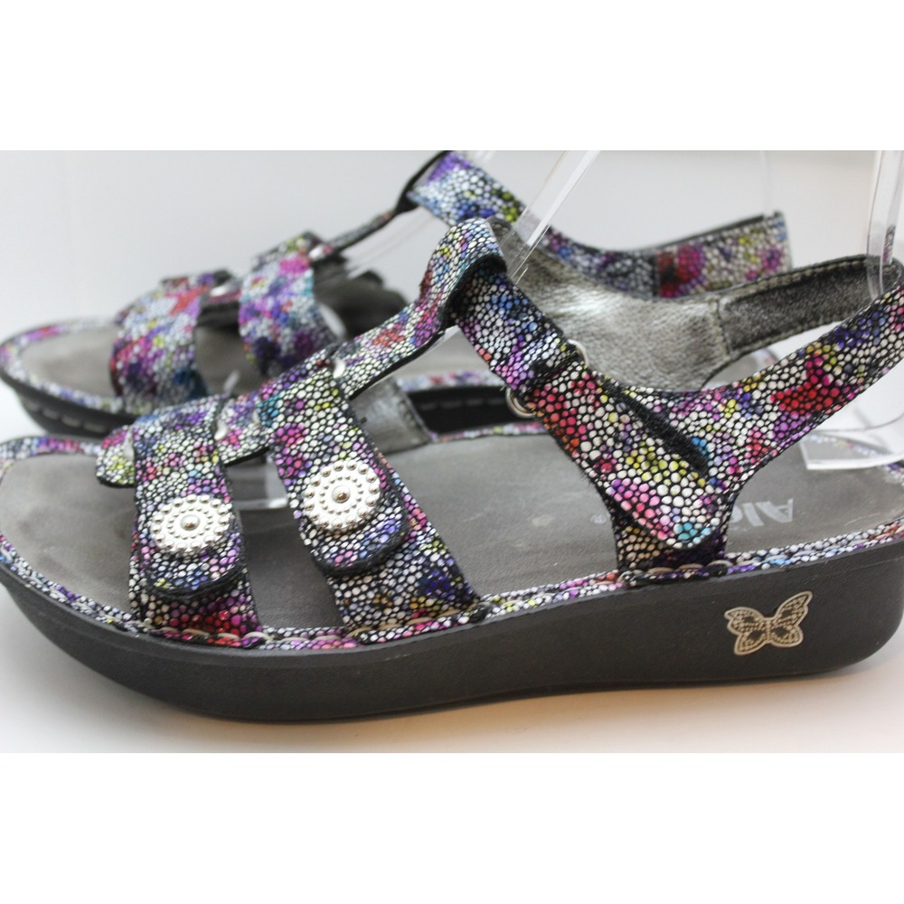 Alegria Kleo Multi Color Mosaic Leather Adjustable Strap Sandals KLE-447 Women's